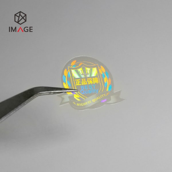 clear holographic sticker contains the word of BEST Quality