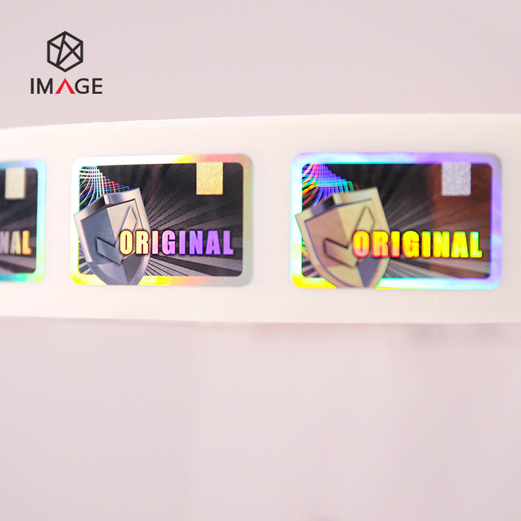 colorful silver holographic label