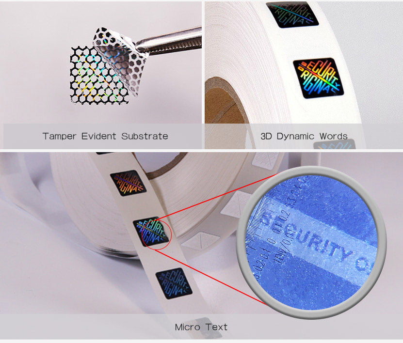 authentic square holographic sticker with tamper evident, 3d dynamic words, and micro text features (2)