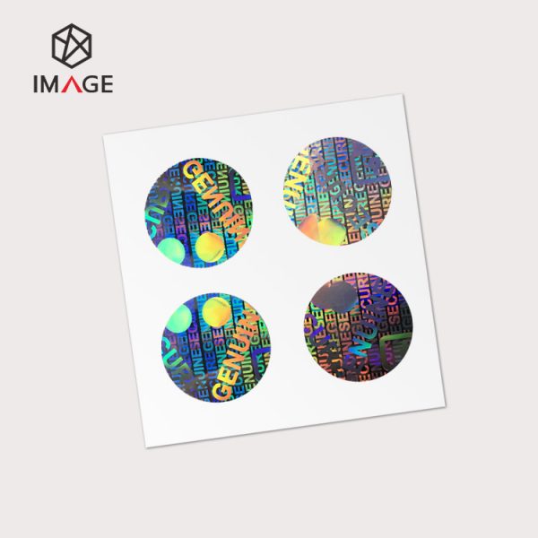 hologram sticker with repeating word of GENUINE SECURE
