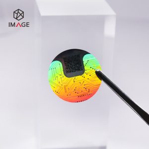holographic circle stickers with qr code authentication