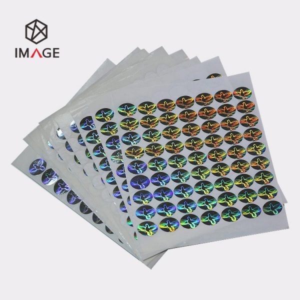 oval holographic label in sheet