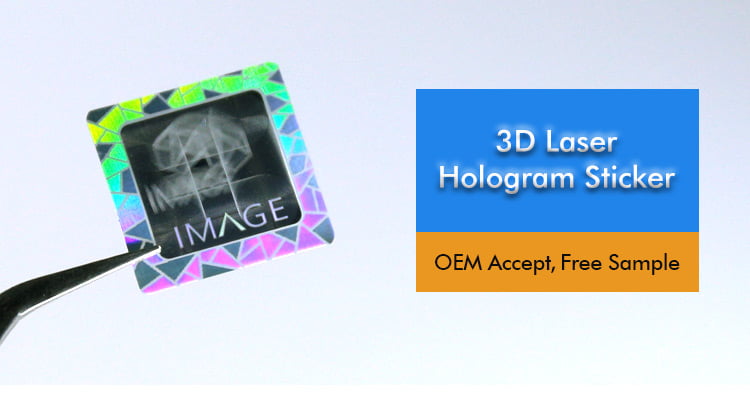 square 3d laser hologram sticker, samples are available