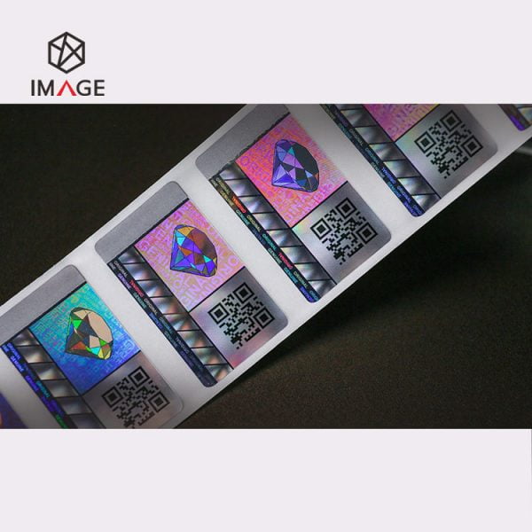colorful tamper evident holographic QR code sticker
