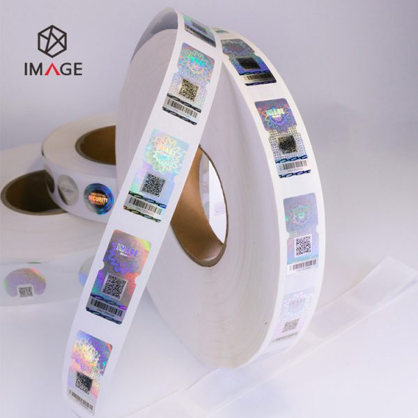holographic qr code barcode sticker in roll form