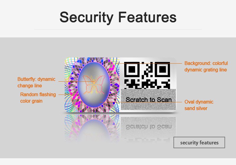 security features of scratch qr code hologram sticker