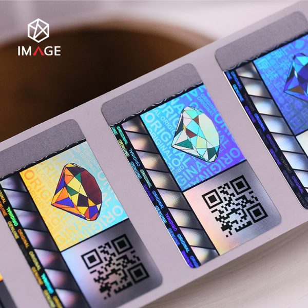 tamper proof QR code holographic label with scratch ink printing