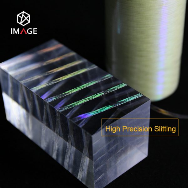 High precision slitting clear hologram tear tape