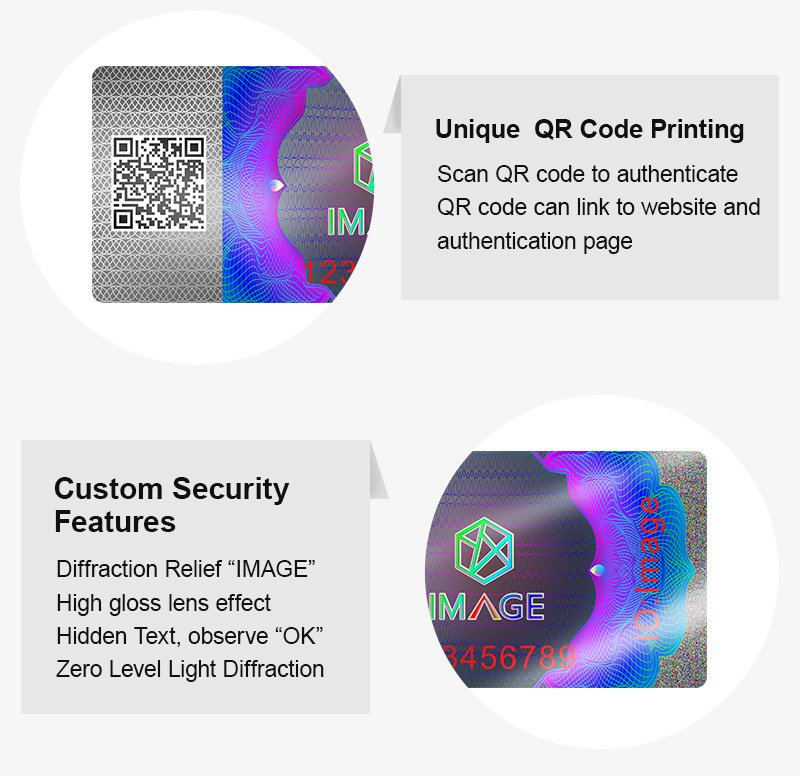 High security hologram farm products tax stamp with QR code printing