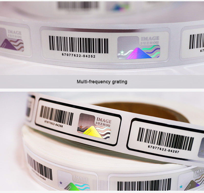 details display of rectangular shape holographic sticker barcode (1)