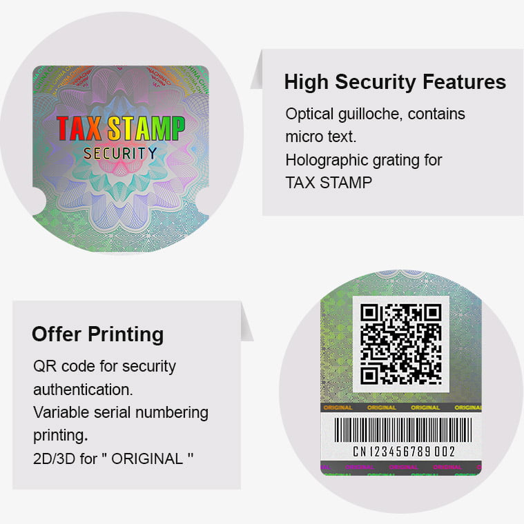 high security hologram revenue stamp with printing