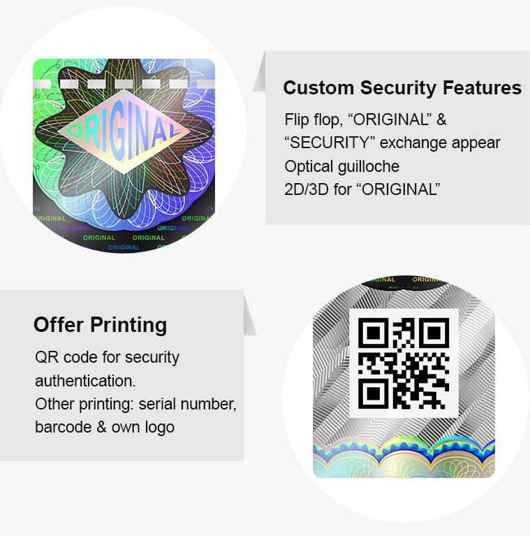 high security hologram tobacco duty stamp, offer QR code printing