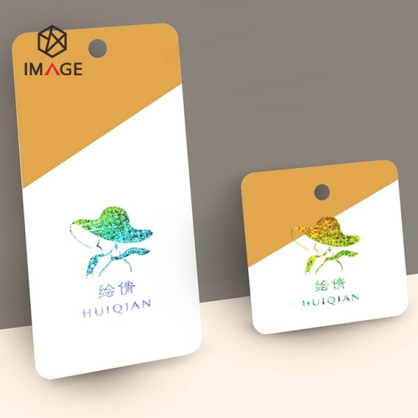 hologram image is applied to garment hang tags by hot stamping process