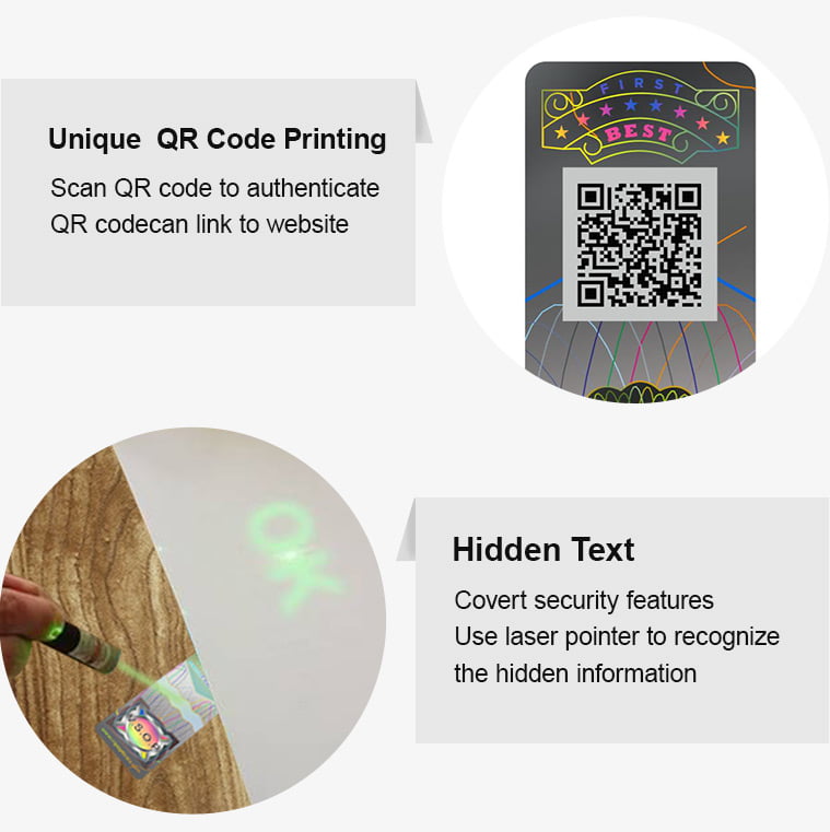 hologram tax stamp with qr cdoe printing