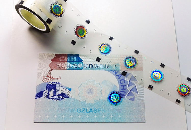 hot stamping hologram foil, be applied to a certificate for authenticity