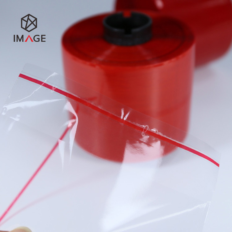 red tear tape, stick to clear polybag