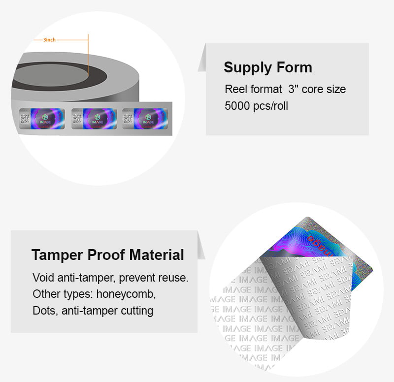 roll form holographic tax stamp with tamper proof feature