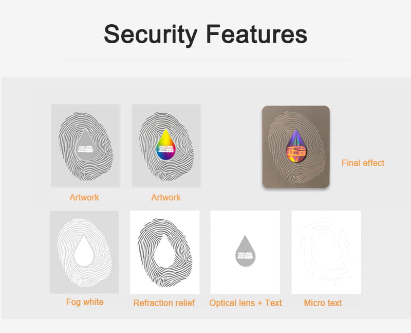 security features of 3d lens holographic sticker