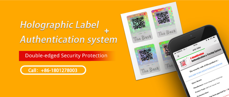 Holographic label combined with QR code authentication system provides double-edged protection for brands and products