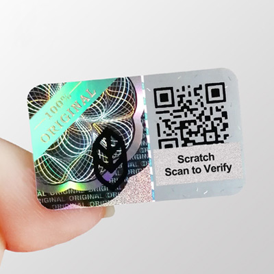 hologram sticker with scratch qr code to verify