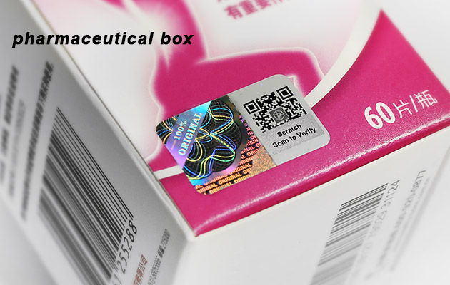 scratch qr hologram label for pharmaceutical box packaging