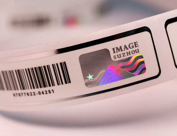 barcode security label with holographic image