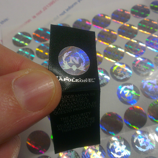 hologram hot stamping foil label for textile garments