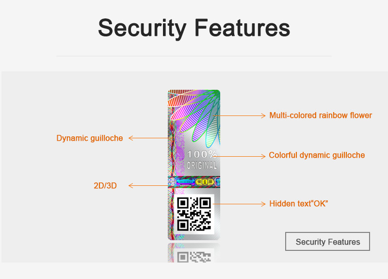 qr code security sticker with multiple optical features