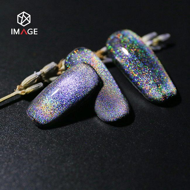 35um holographic nail pigment powder with cat eye effect