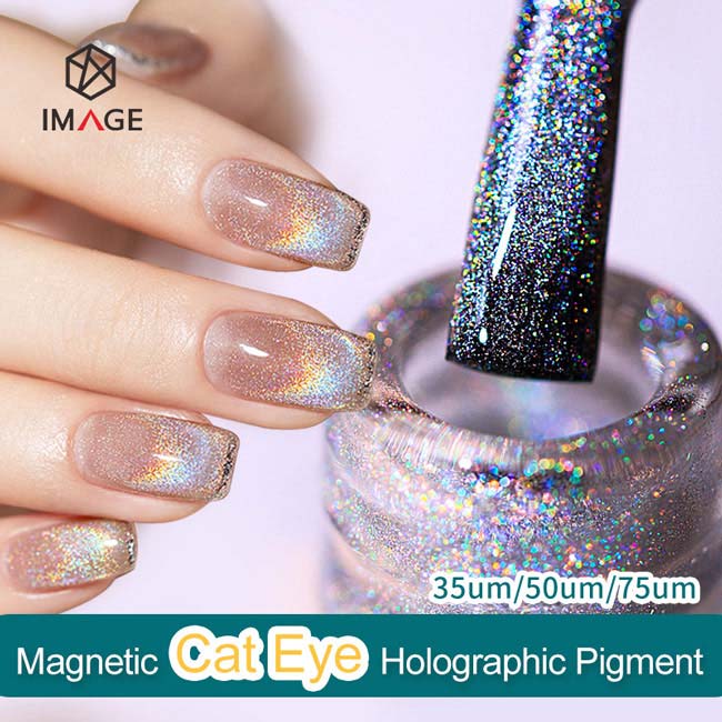 35um rainbow holographic cat eye nail pigment