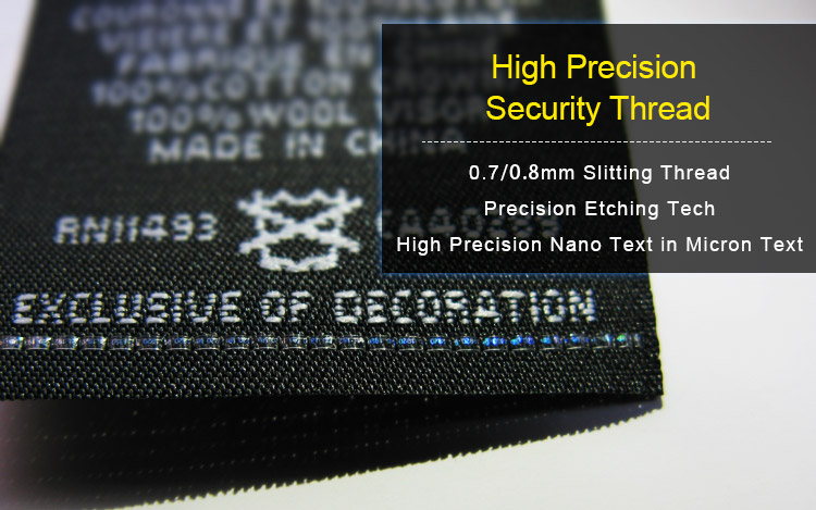 high precision security thread with nano text