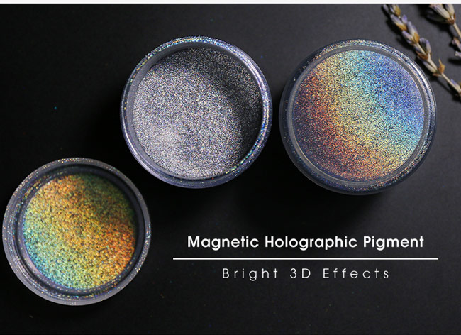 holographic magentic powder with bright 3d effect