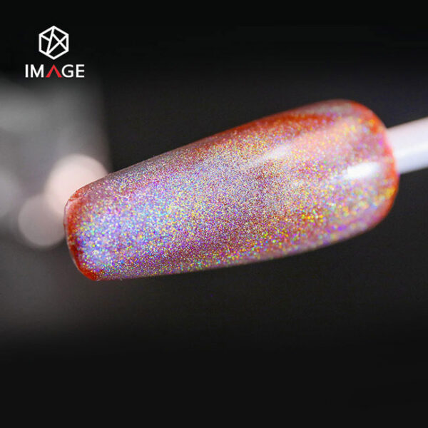 holographic powder, applied to red nail polish