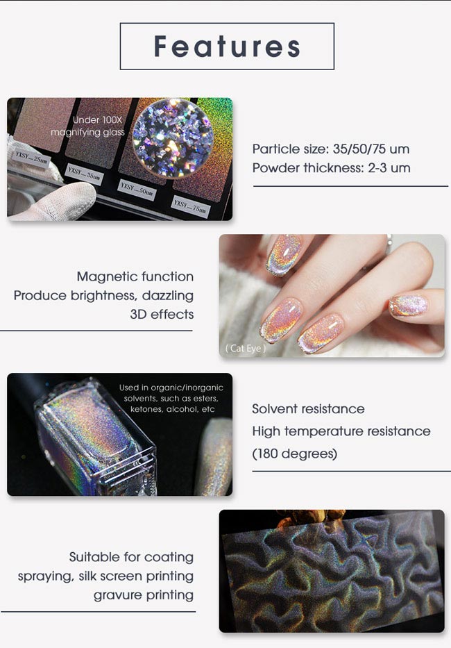 holograpic glitter pigment features