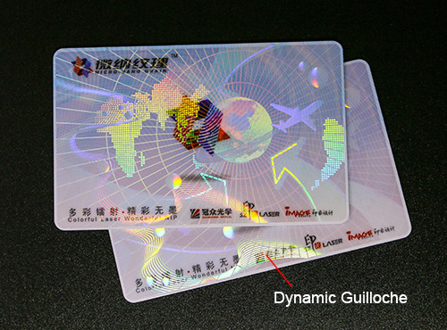 surface applied patch film for id card with 3D dynamic guilloche