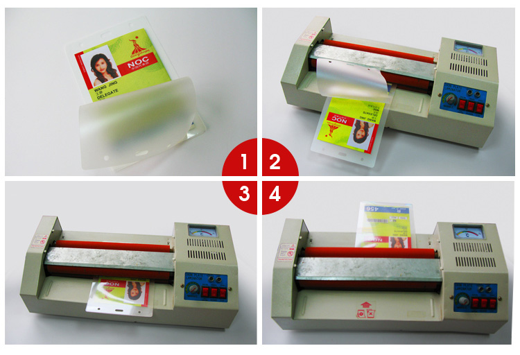 4 steps to laminate the event ID with the holographic laminated pouch