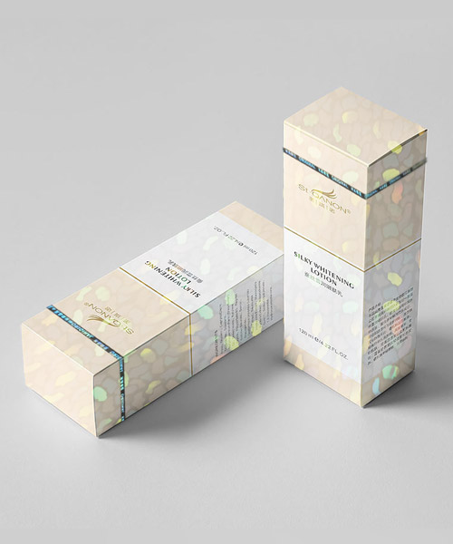 cosmetic packaging boxes with optical tear tapes and shrink film