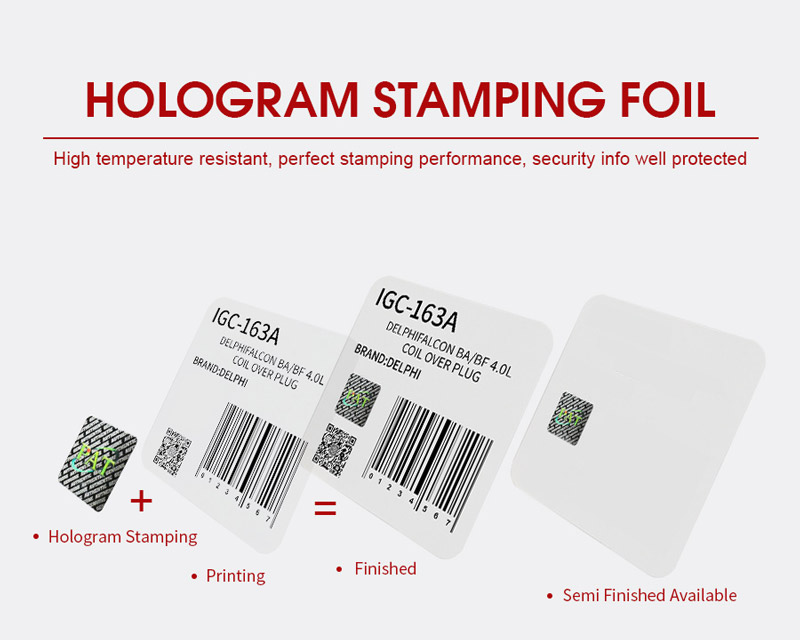 hot stamped hologram stamping foil onto printed paper label (1)