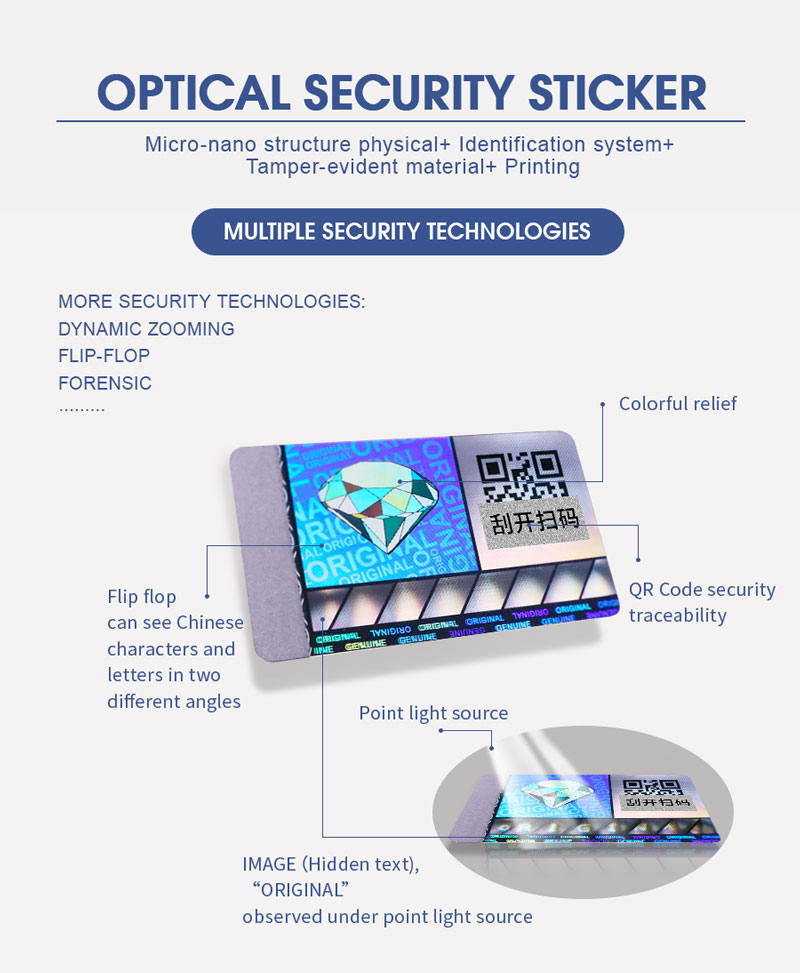 optical security stickers with authentication features for electronic products packaging (1)