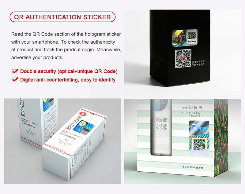 qr code authentication sticker for beauty prodcuts