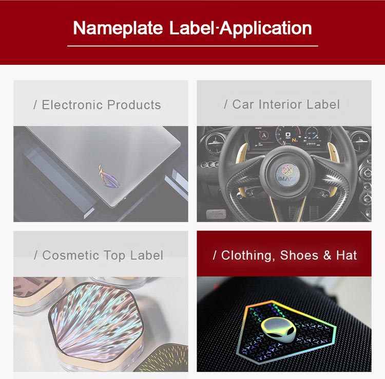 anti-counterfeiting feature nameplate label for different industries