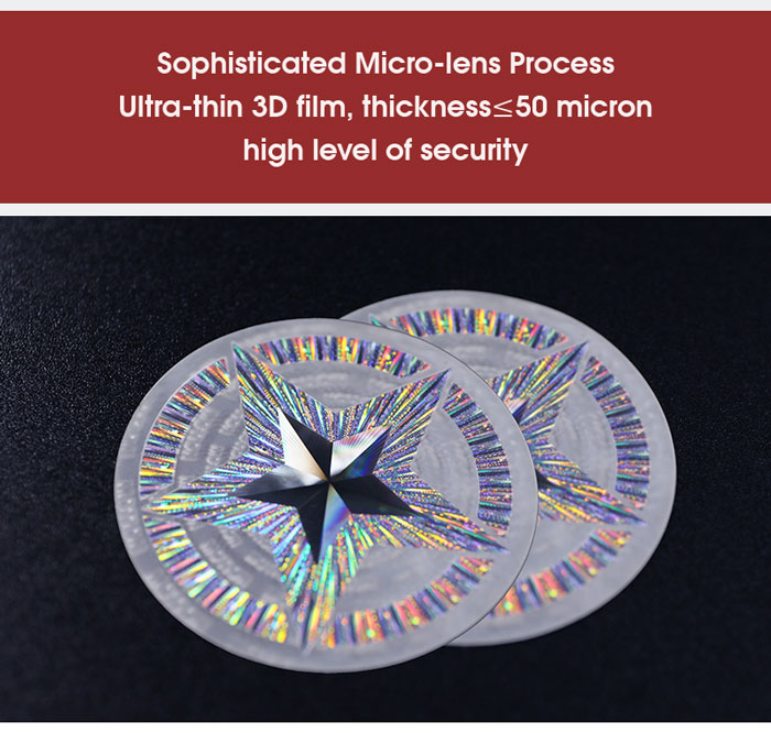 3d motion holographic label with sophisticated micro lens process