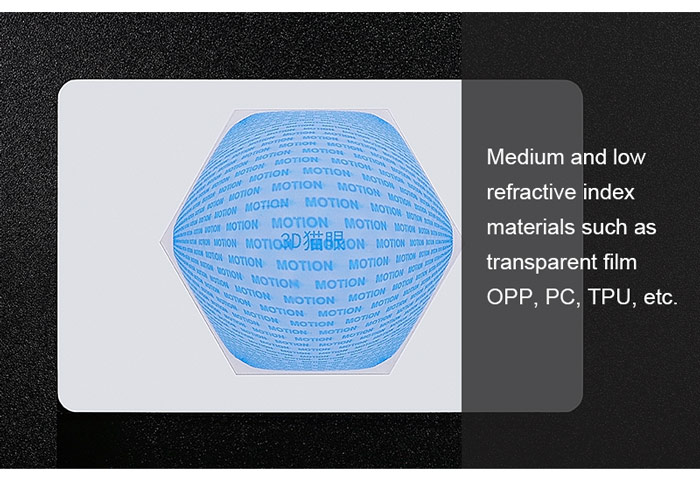micro optical motion security sticker with transparent film materials