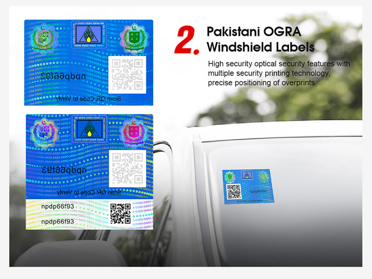 Pakistani OGRA Vehicle Windshield Labels