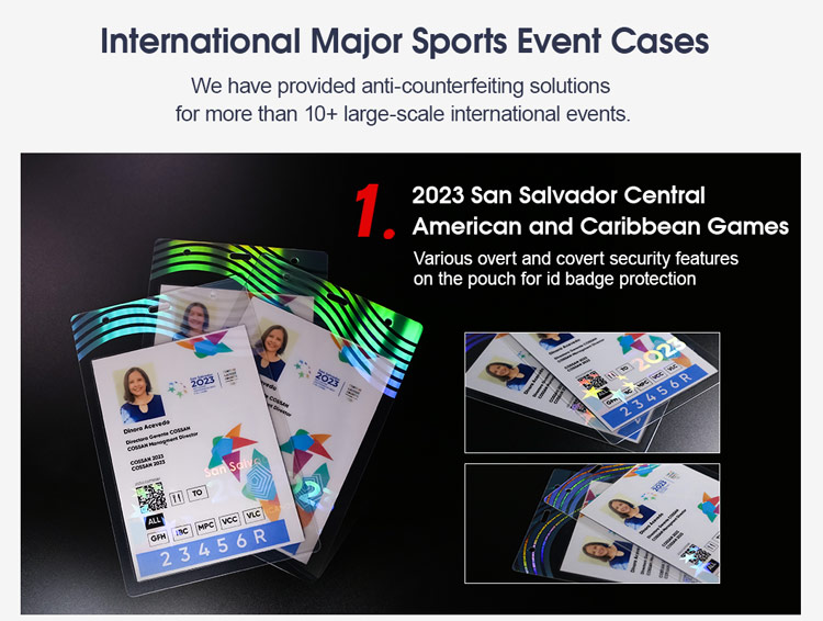 hologram laminated pouches for 2023 San Salvador Central American and Caribbean Games
