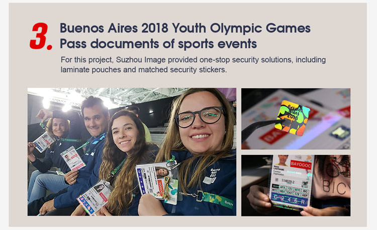 optical laminating pouches for Buenos Aires 2018 Youth Olympic Games