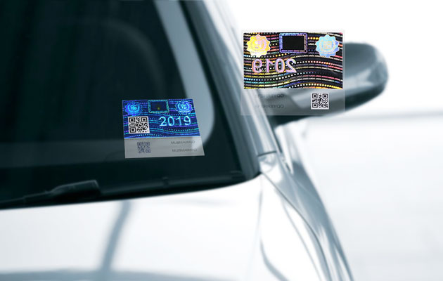 Holographic RFID windshield sticker for vehicle identification and registration