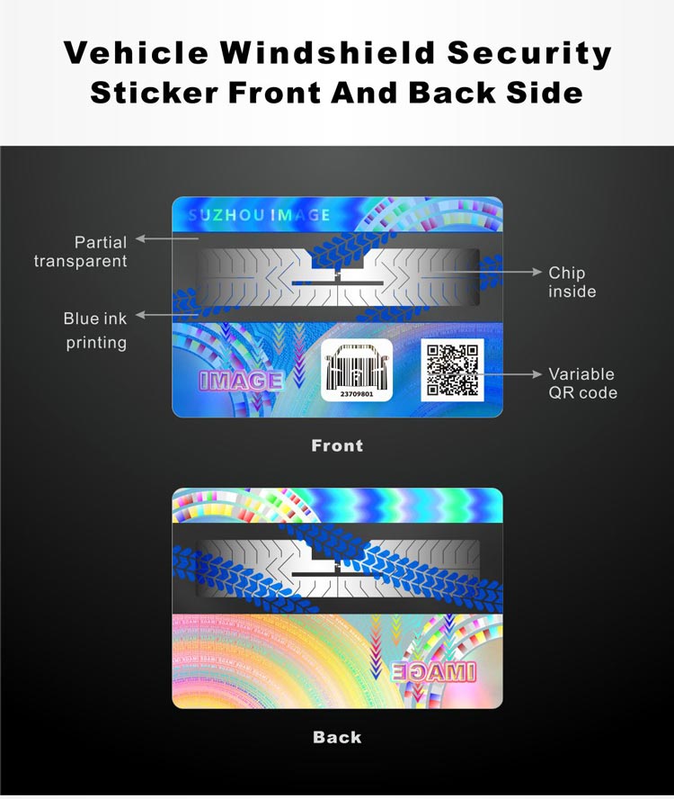 UHF RFID windshield label front and back side