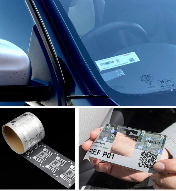 hologram vehicle RFID windshield stickers for identification and tracking