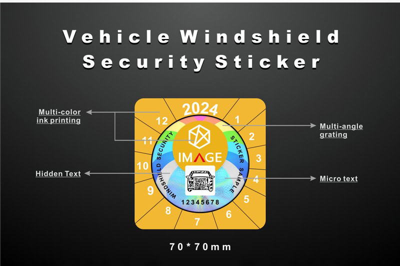 motor vehicle inspection stickers with multiple security features